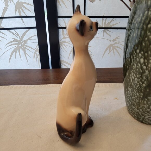 50s Long Neck Ceramic Siamese Cat Figurine - Picture 5 of 8